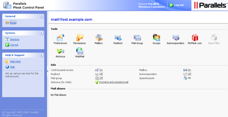 E-mail user's standard interface view